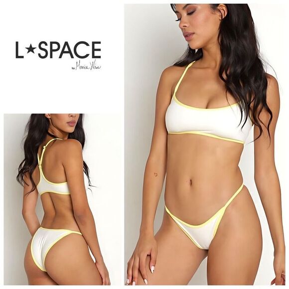 New. L*SPACE white and yellow bikini. Large. Retails. $198 - Picture 1 of 12